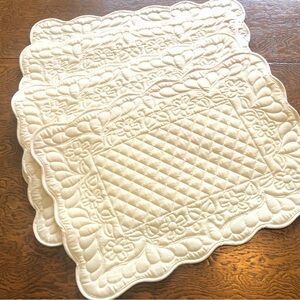 (4) Spring/Summer Ivory Quilted Scalloped Place Matt’s  Shabby Chic, Garden